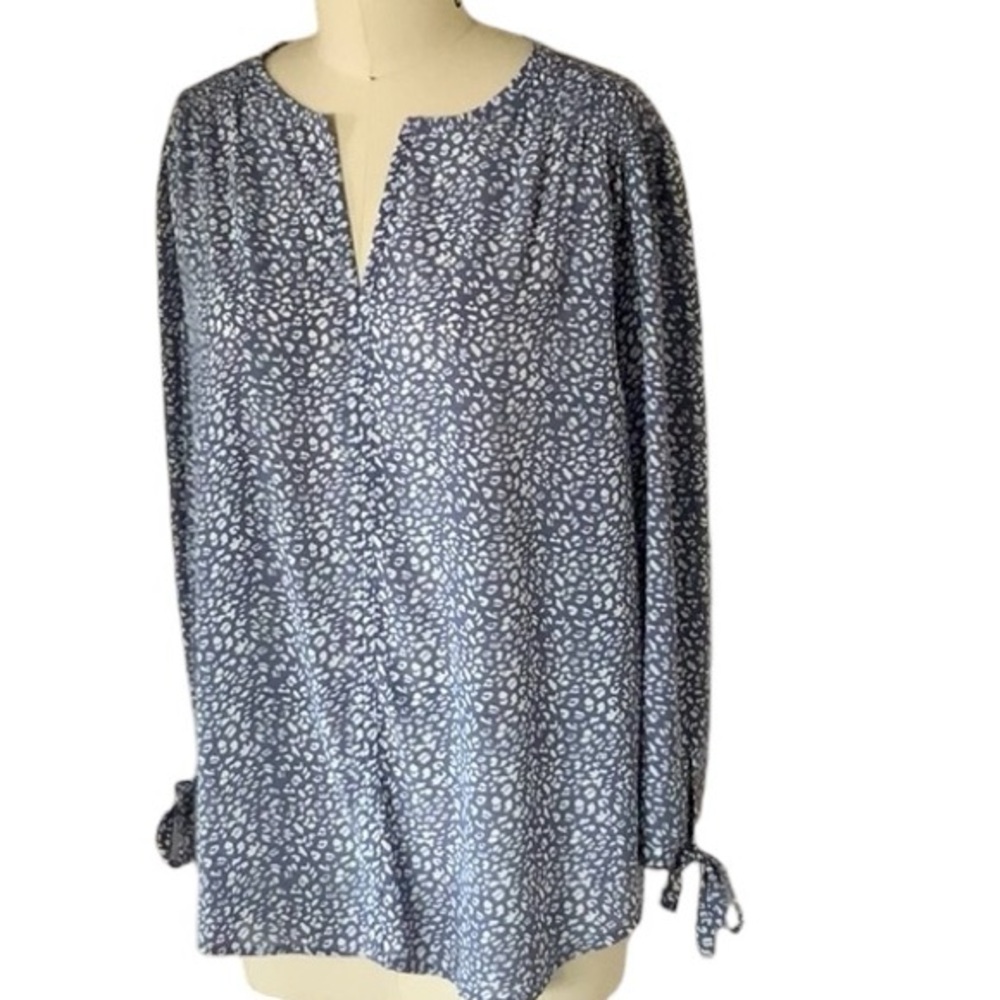 Monday Fun Amiyah Blue Tie Sleeve Blouse, Sz XXL